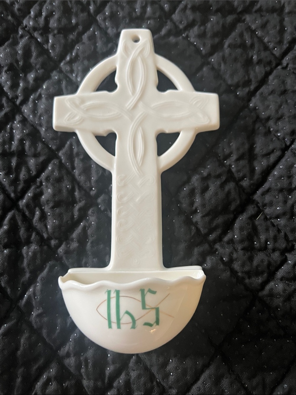 Vintage Donegal Parian China Celtic Cross Holy Water Font - Ireland